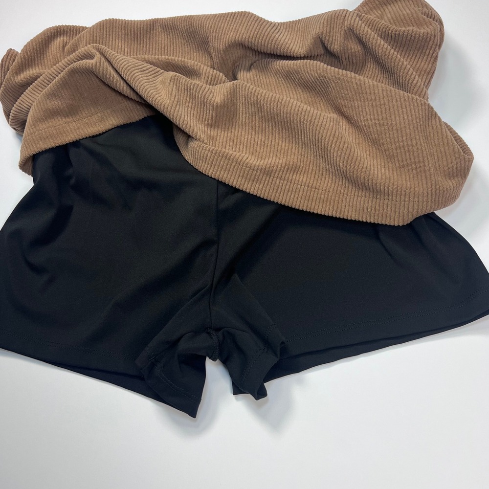 Halara Skort Women Large Brown Corduroy Mini Built-in Shorts Back Zip Casual - Picture 5 of 9